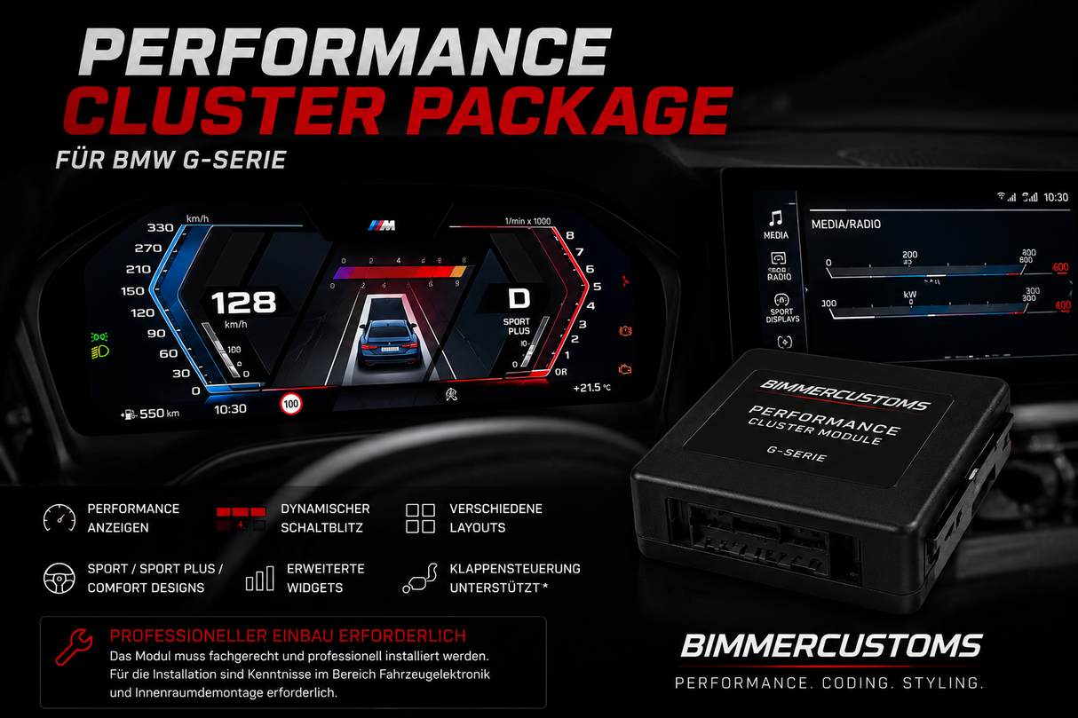 BIMMERCUSTOMS PERFORMANCE CLUSTER PACKAGE für BMW G-Serie G42 G20 G21 G22 G23 G26 G01 G02