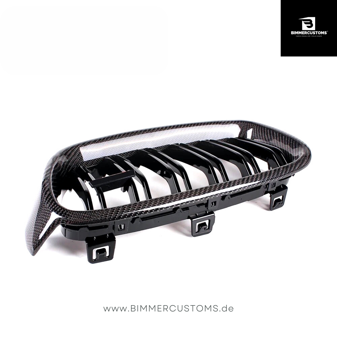 BIMMERCUSTOMS CARBON NIEREN DOPPELSTEG FRONTGRILL PASSEND FÜR BMW 3er F30 F31
