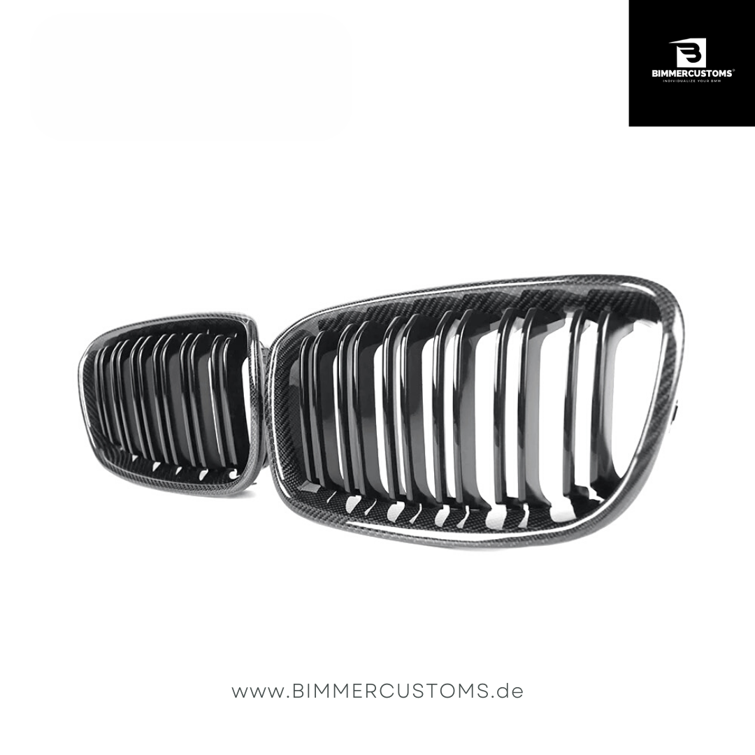 BIMMERCUSTOMS CARBON NIEREN DOPPELSTEG FRONTGRILL PASSEND FÜR BMW 1er F20 LCI
