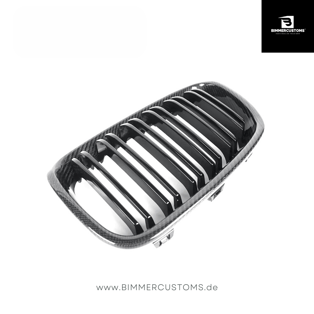 BIMMERCUSTOMS CARBON NIEREN DOPPELSTEG FRONTGRILL PASSEND FÜR BMW 1er F20 LCI