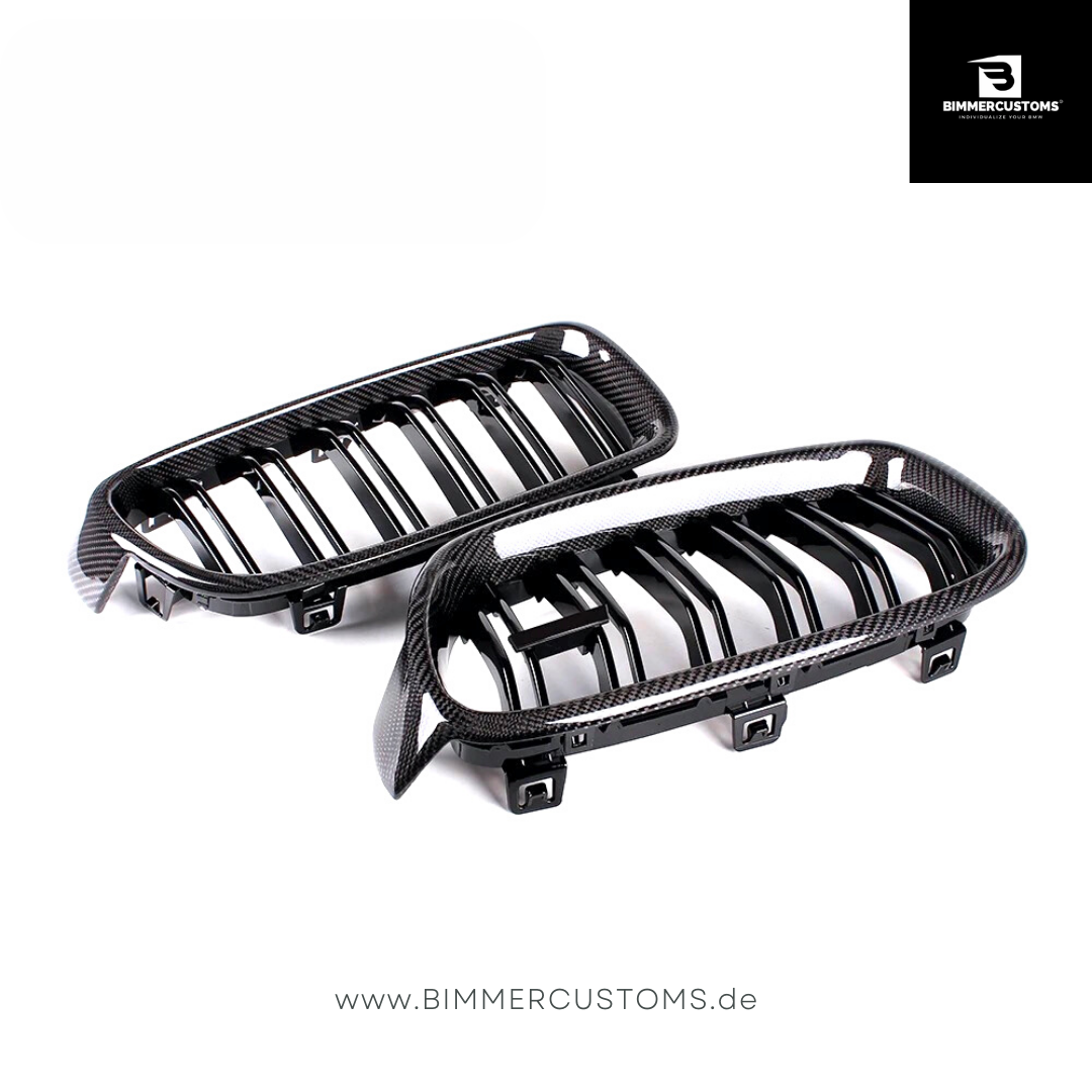 BIMMERCUSTOMS CARBON NIEREN DOPPELSTEG FRONTGRILL PASSEND FÜR BMW 3er F30 F31