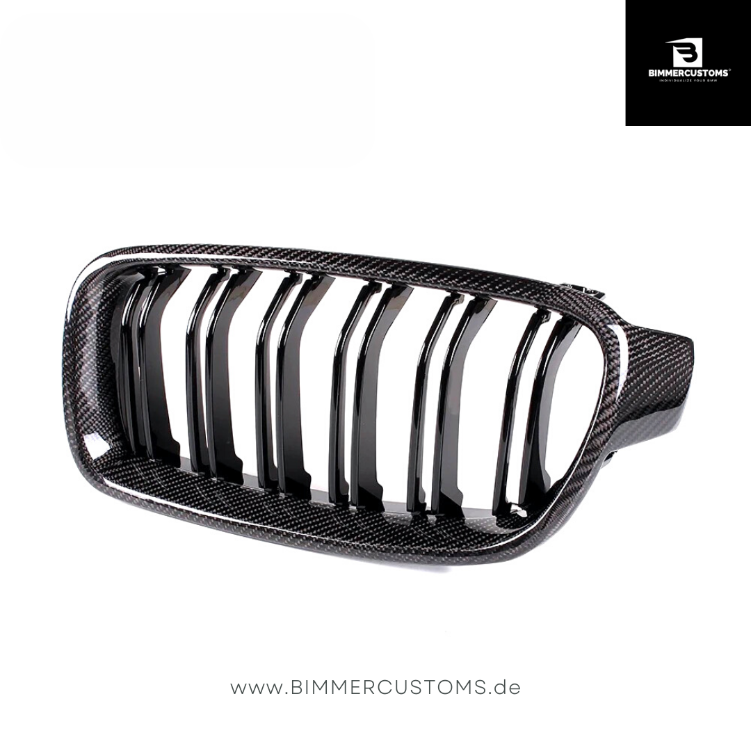 BIMMERCUSTOMS CARBON NIEREN DOPPELSTEG FRONTGRILL PASSEND FÜR BMW 3er F30 F31