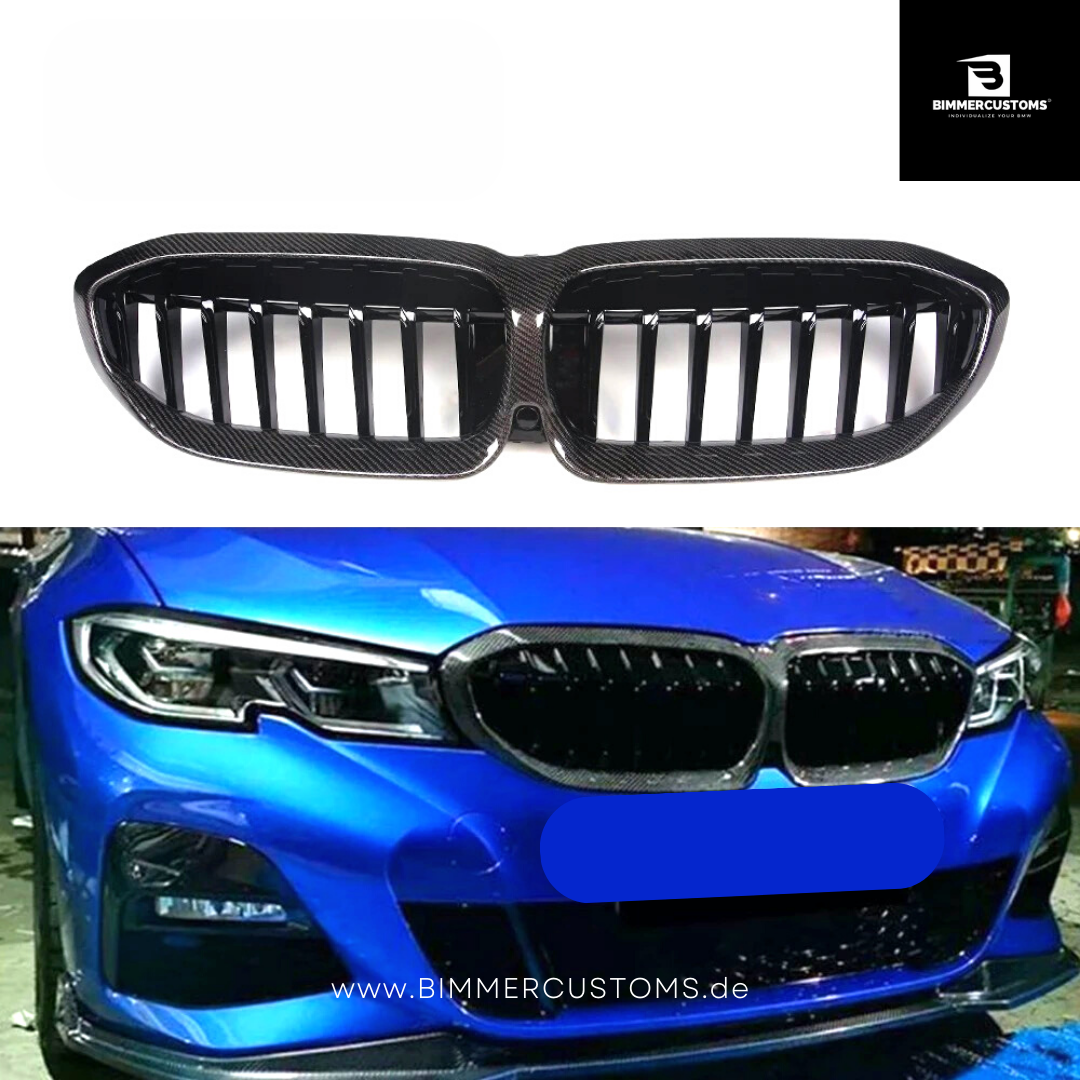 BIMMERCUSTOMS CARBON NIEREN DOPPELSTEG FRONTGRILL PASSEND FÜR BMW 3er G20 G21