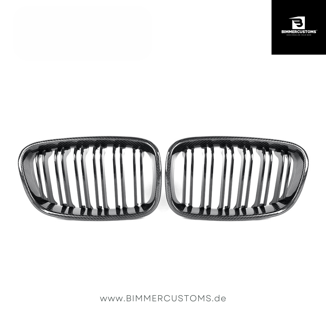 BIMMERCUSTOMS CARBON NIEREN DOPPELSTEG FRONTGRILL PASSEND FÜR BMW 1er F20 LCI